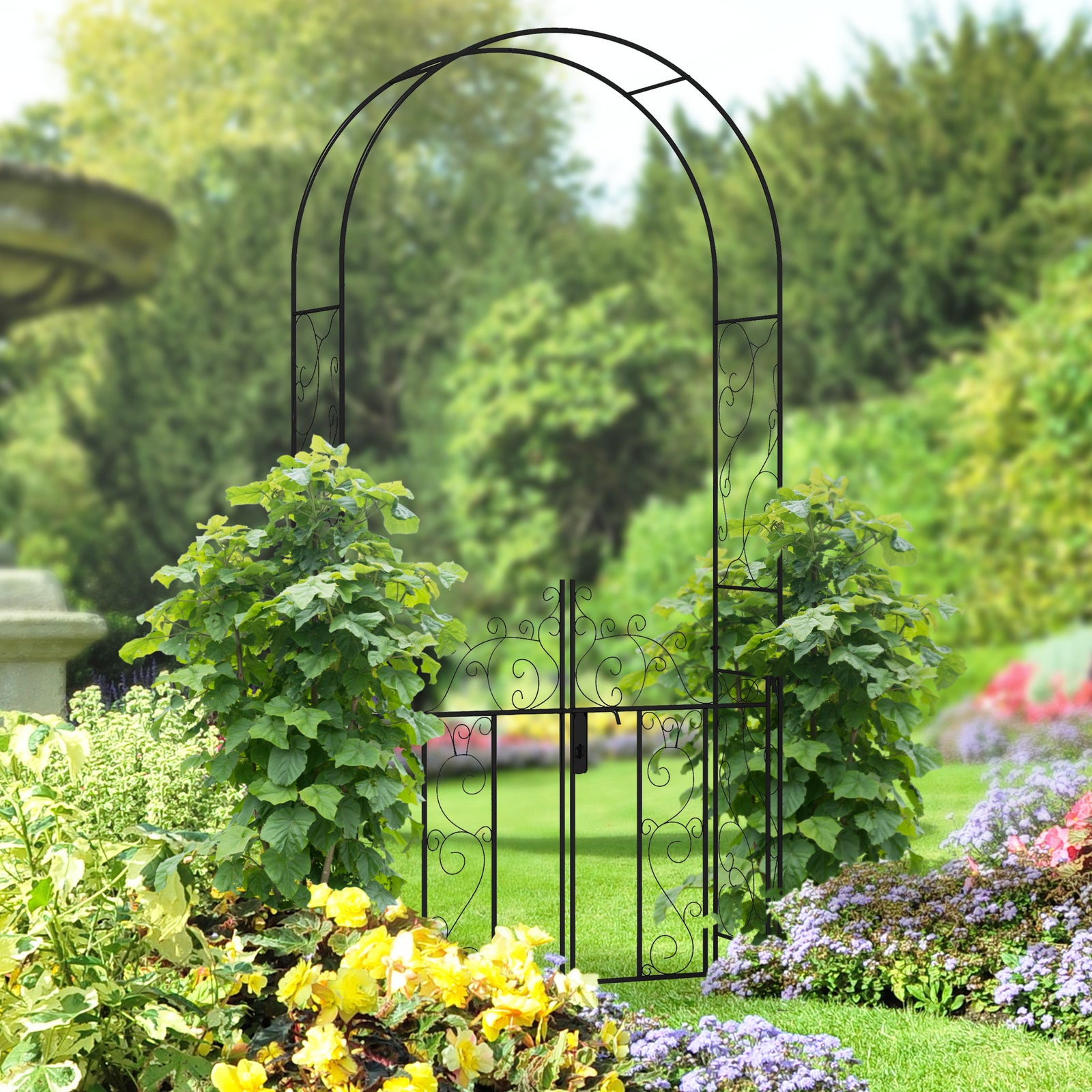 Outsunny Garden Arch W/ Double Gate, Garden Arbor Climbing Plants