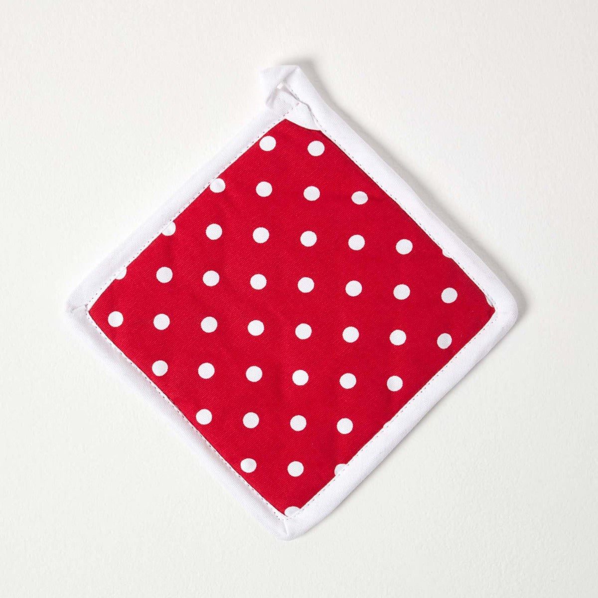 HOMESCAPES Cotton Polka Dot Red White Pot Holder