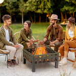 Outdoor Fire Pit W/ Screen & Poker, Black