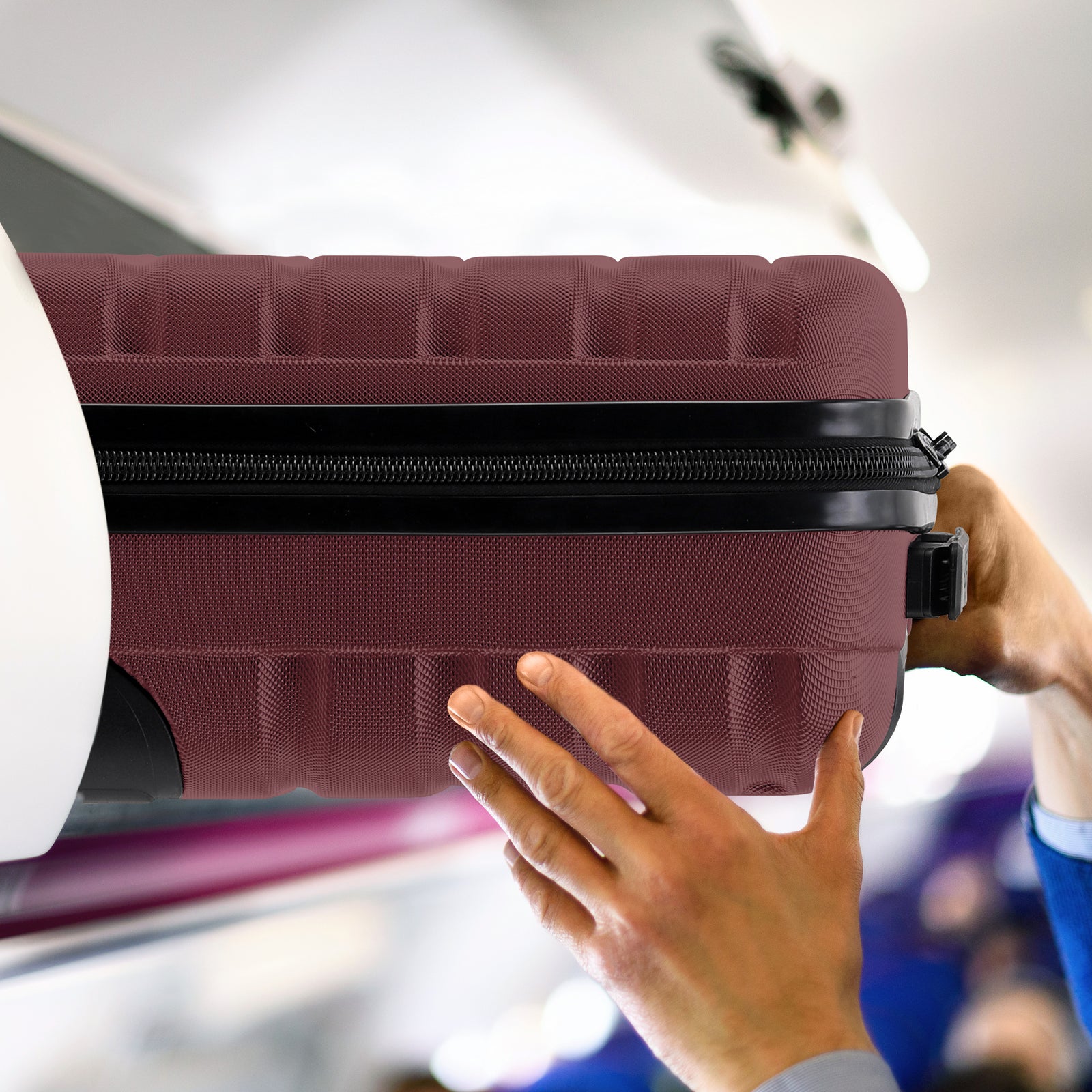 40x20x25cm Hard Case Cabin Suitcase Ryanair Free Approved Carry On | Cabin | Burgundy