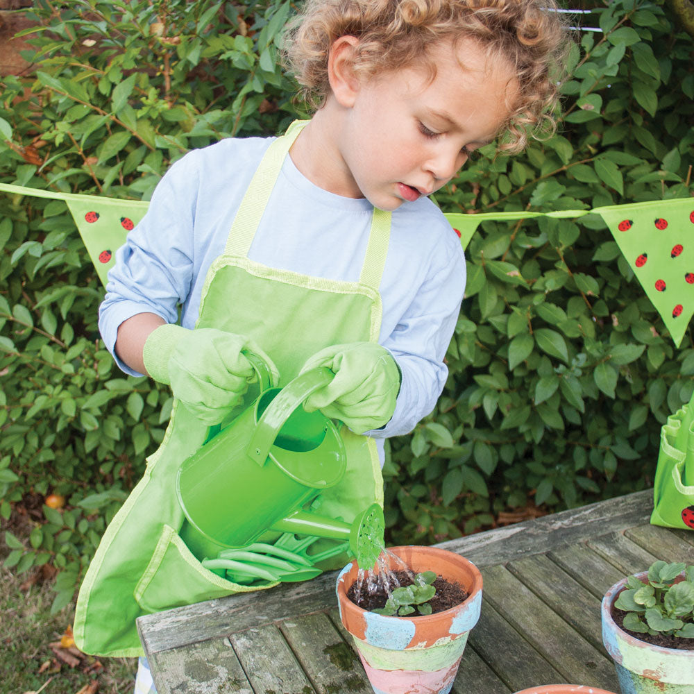 Children's Gardening Starter Pack, Green Bucket & Watering Can
