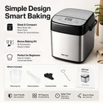 Spector Bread Maker 19 In 1 Compact Machine 15h Timer 1.5lb Black Silver