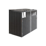 2 Bin Storage Shed – Heavy-duty Galvanized Steel Outdoor Bin Store With Lift-up Lids & Lockable Doors | Mixed Grey