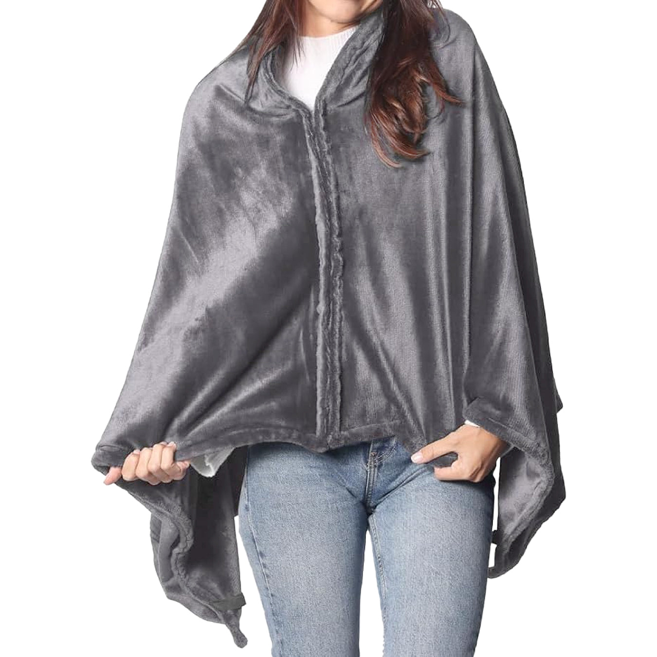 2-in-1 Heated Shawl & Blanket with Rechargeable Battery Pack | Charcoal