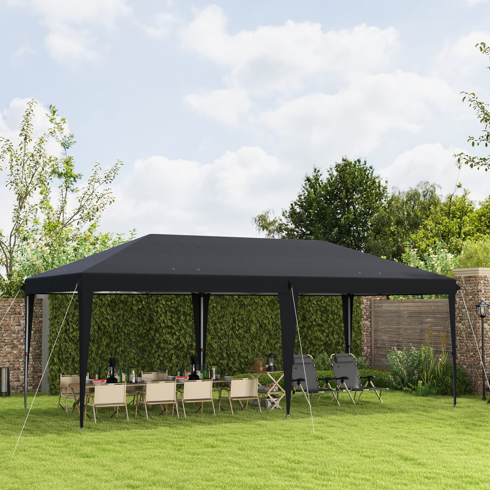 3 X 6 M Pop Up Gazebo Patio Party Event Heavy Duty Canopy | Black