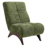 Modern Upholstered Accent Chair High Back Lounge Chair Padded Chenille Armchair With Wooden Legs | Green