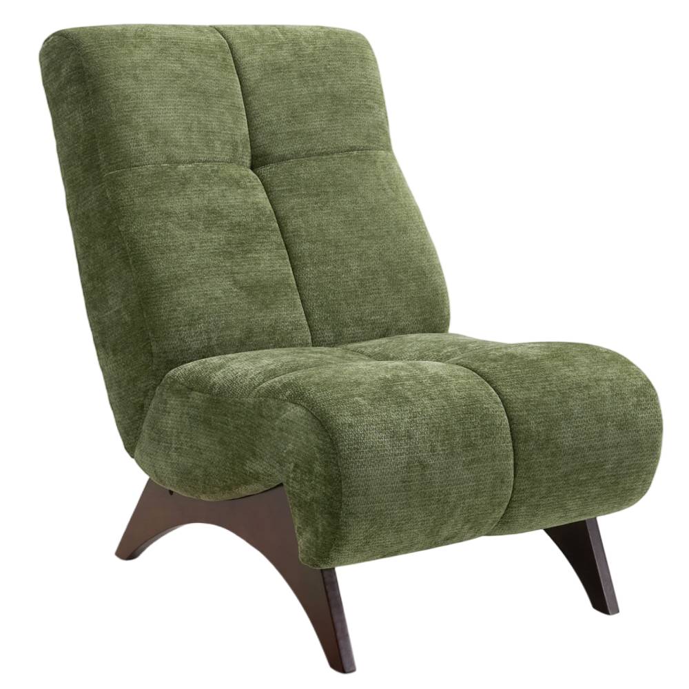Modern Upholstered Accent Chair High Back Lounge Chair Padded Chenille Armchair With Wooden Legs | Green
