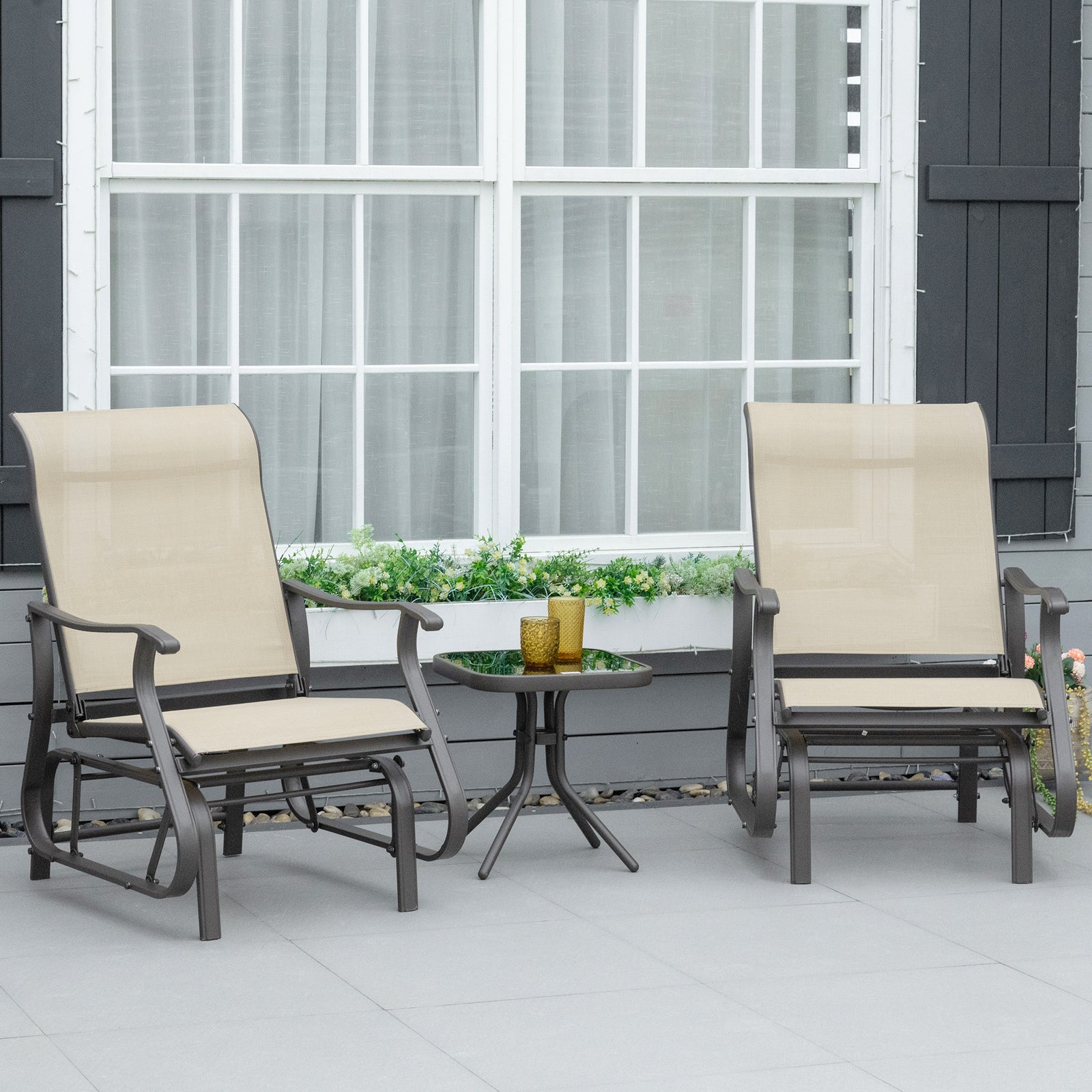 3pcs Outdoor Gliding Chairs With Table