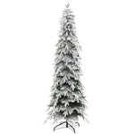6/7ft Flocked Pencil Christmas Tree With Auto Open | 7ft | Green