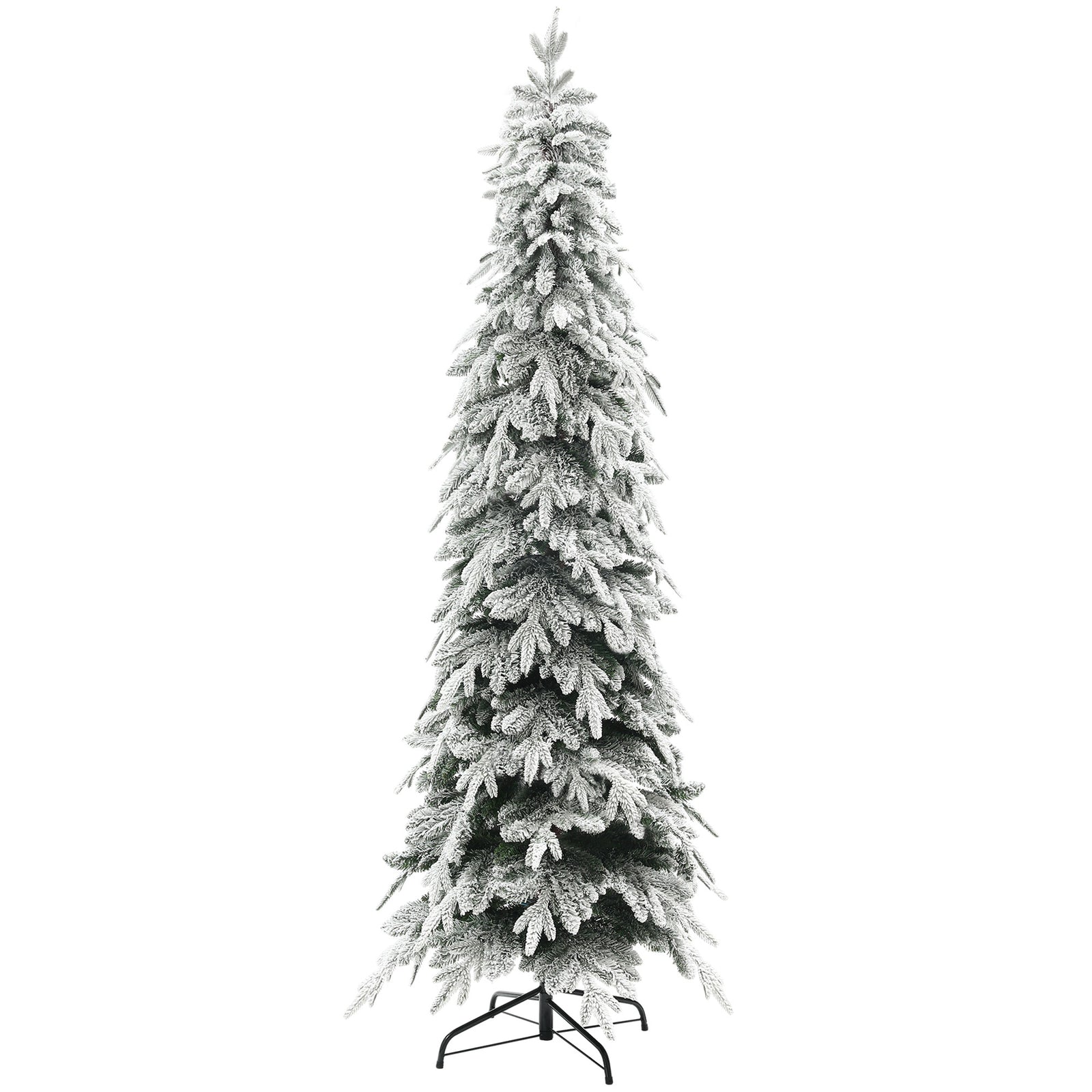 6/7ft Flocked Pencil Christmas Tree With Auto Open | 7ft | Green
