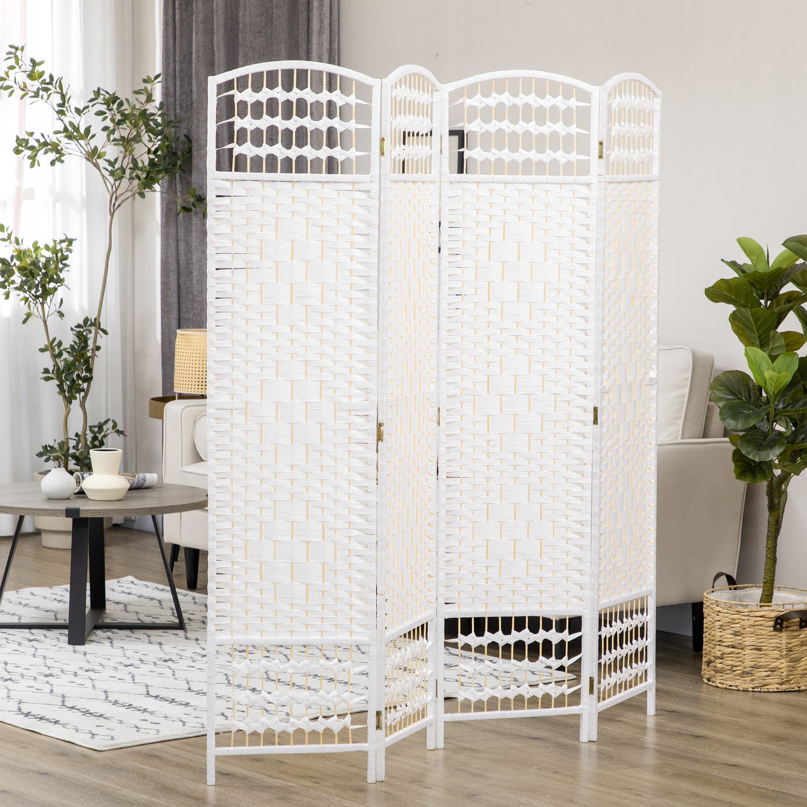 4 Panel Folding Room Divider Freestanding Privacy Screen