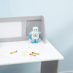 2 Pcs Childrens Table And Chair Set W/ Whiteboard Storage | Gray
