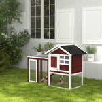 122cm Wooden Rabbit Hutch Bunny Cage Pet House With Tray Ladder Run | Brown