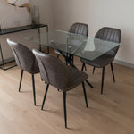 Miami Dining Table With 4 Jaydn Leather Chairs | Grey