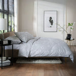 Petite Fleure 100% Cotton Duvet Cover Set – Floral Blossom Print Bedding With Piped Edges | Single | Grey