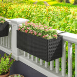 Set Of 2 Hanging Flower Boxes, 50 Cm Long, Rattan Look | Black