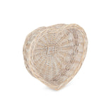 Wicker White Wash Heart Shaped Tray | Small | White