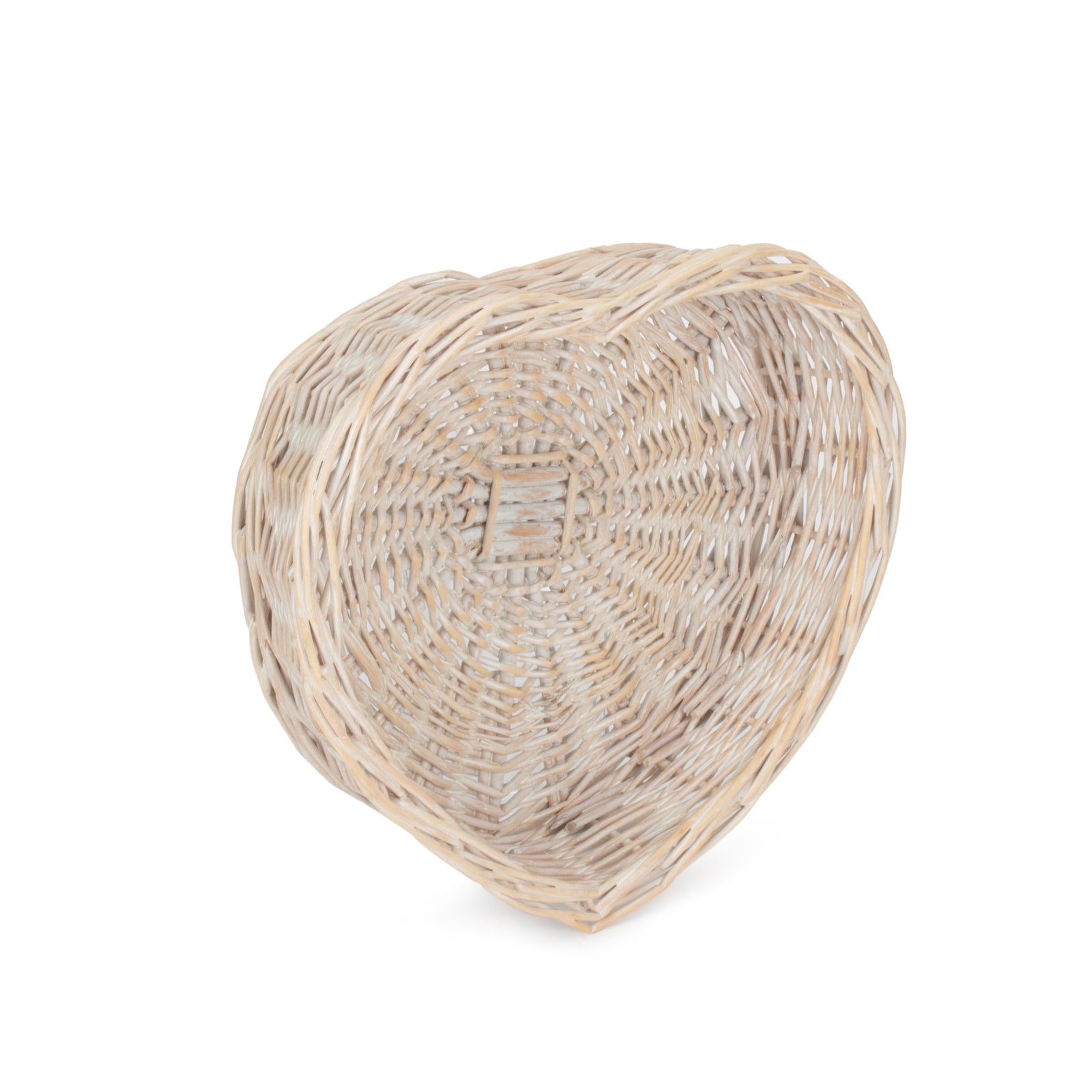 Wicker White Wash Heart Shaped Tray | Small | White