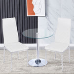 70 cm Dia  Round Clear Glass Top Dining Table With Pedestal Base