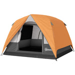 3-4 Person Dome Tent, Easy Setup, Mesh Windows | Orange