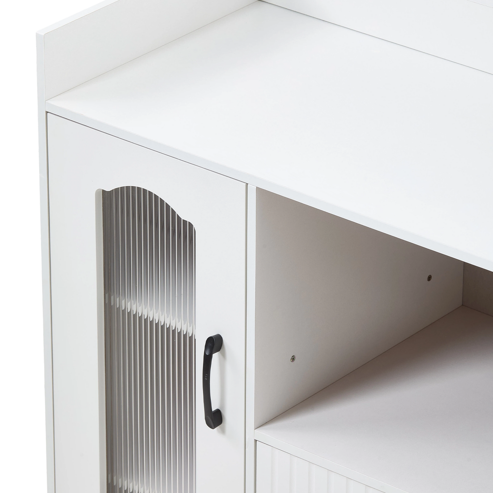 Breeins Wooden Sideboard Storage Cabinet With Microwave Counter Display