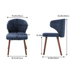 Set Of 2 Upholstered Chenille Dining Chairs With  Backrest And Solid Oak Legs – Comfortable | Blue