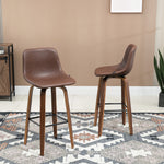HOMCOM Counter Height Barstools Mid-back Pu Wood Legs