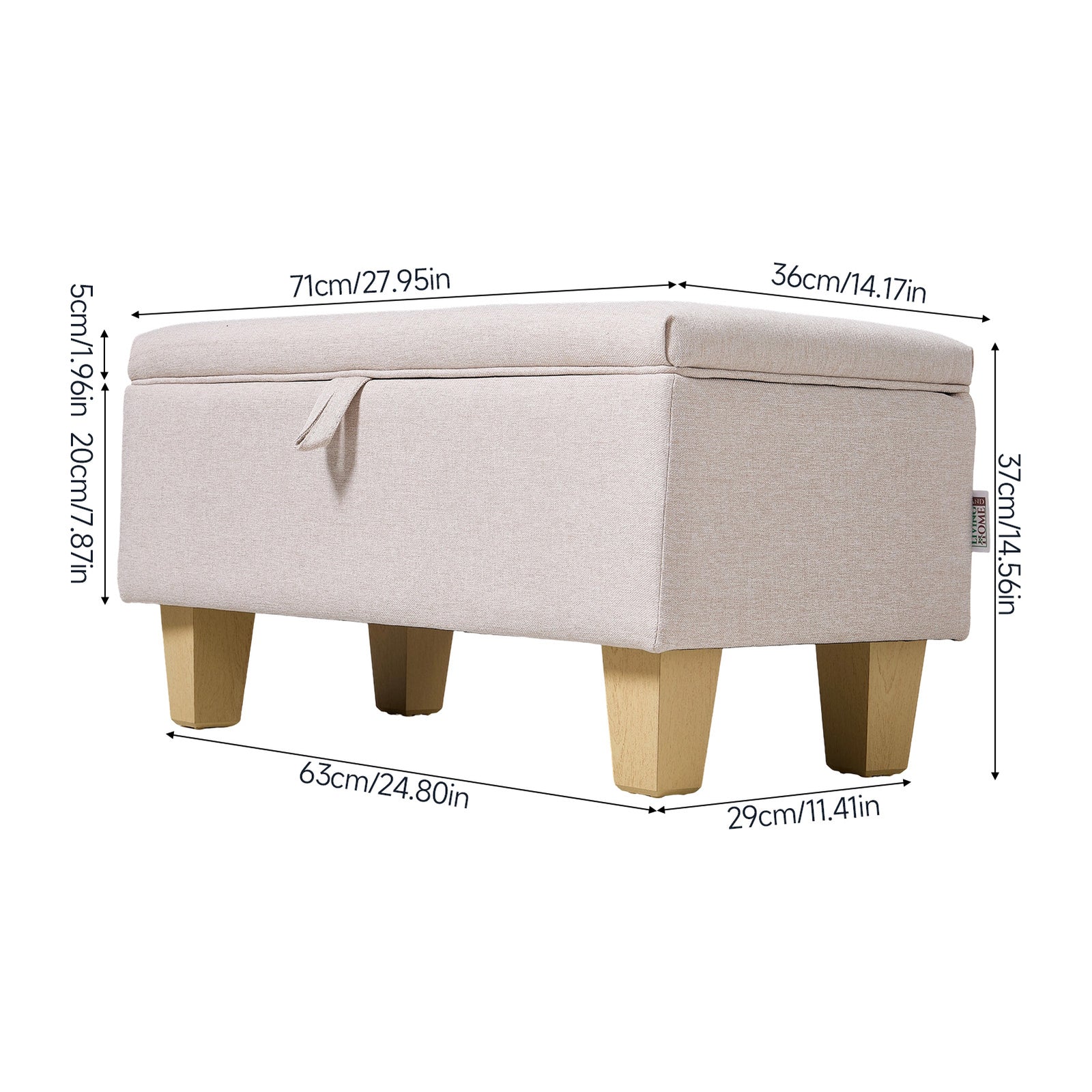 Modern Linen Upholstered Storage Bench | Pink