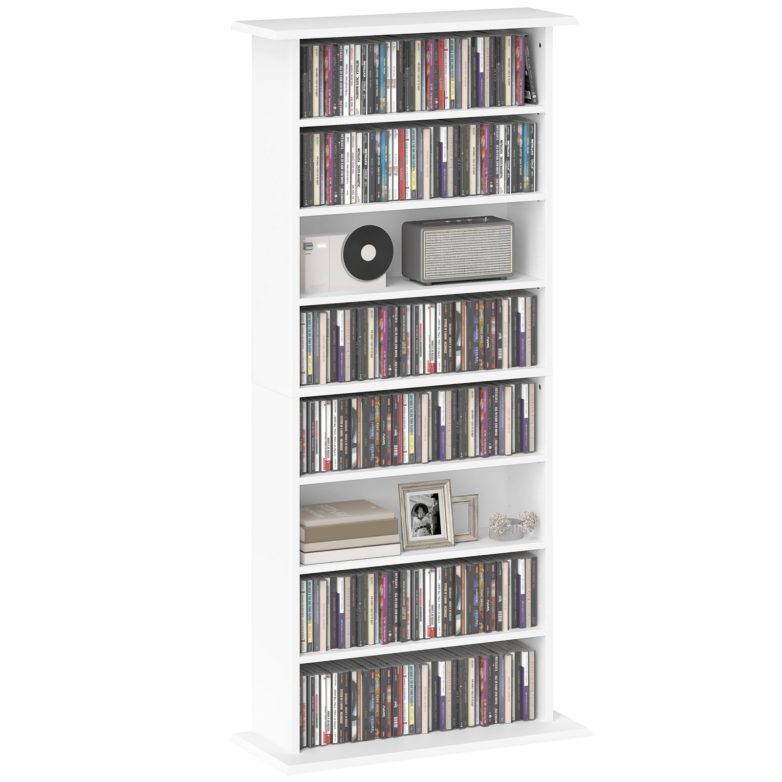 Cd Storage Unit Dvd Tower Blu-ray Storage Shelf For Office | Small | White