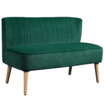 Velvet-feel Double Sofa W/ Wood Frame Foam Padding High Back, Green