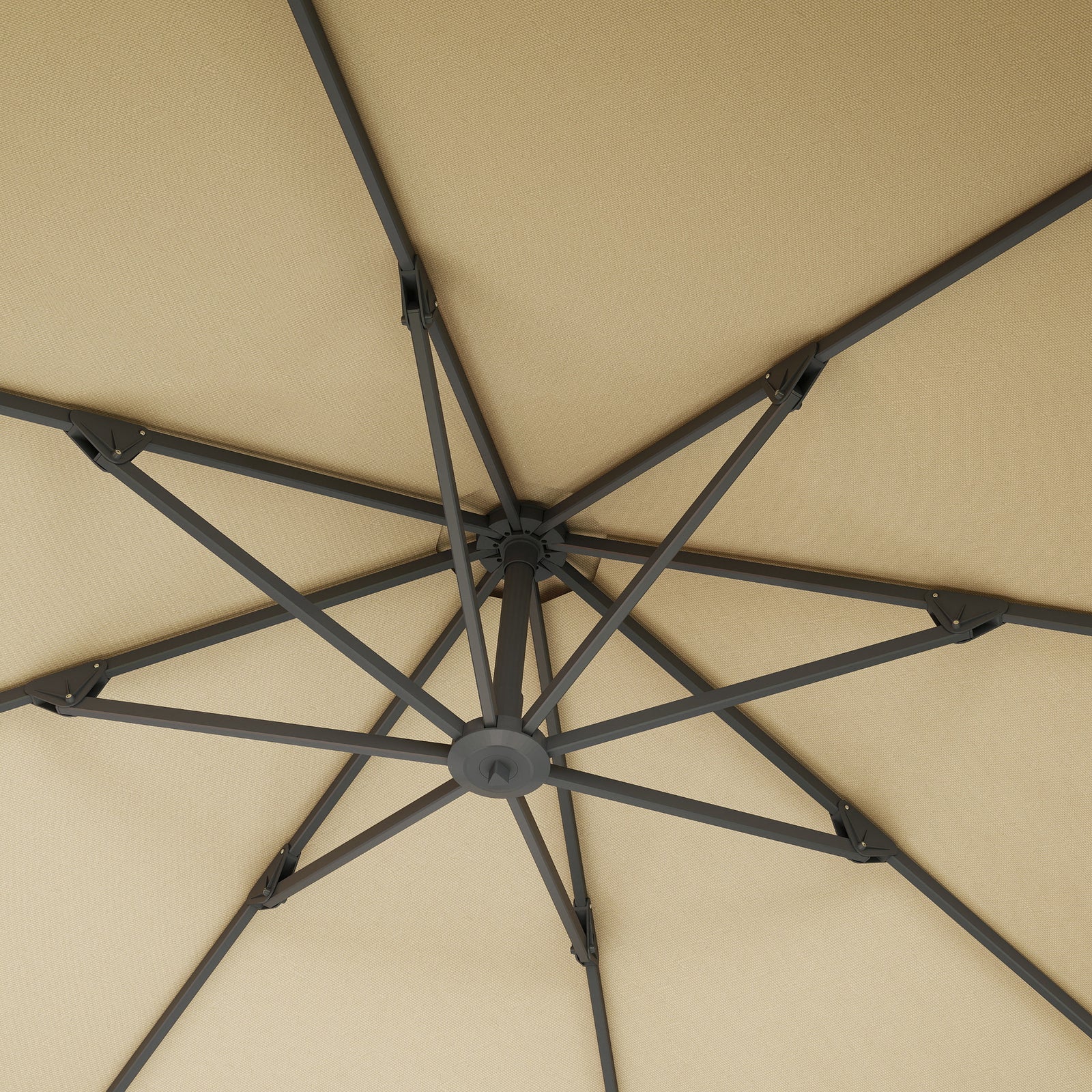 3(m) Garden Cantilever Parasol With Crank Aluminium Frame | Khaki