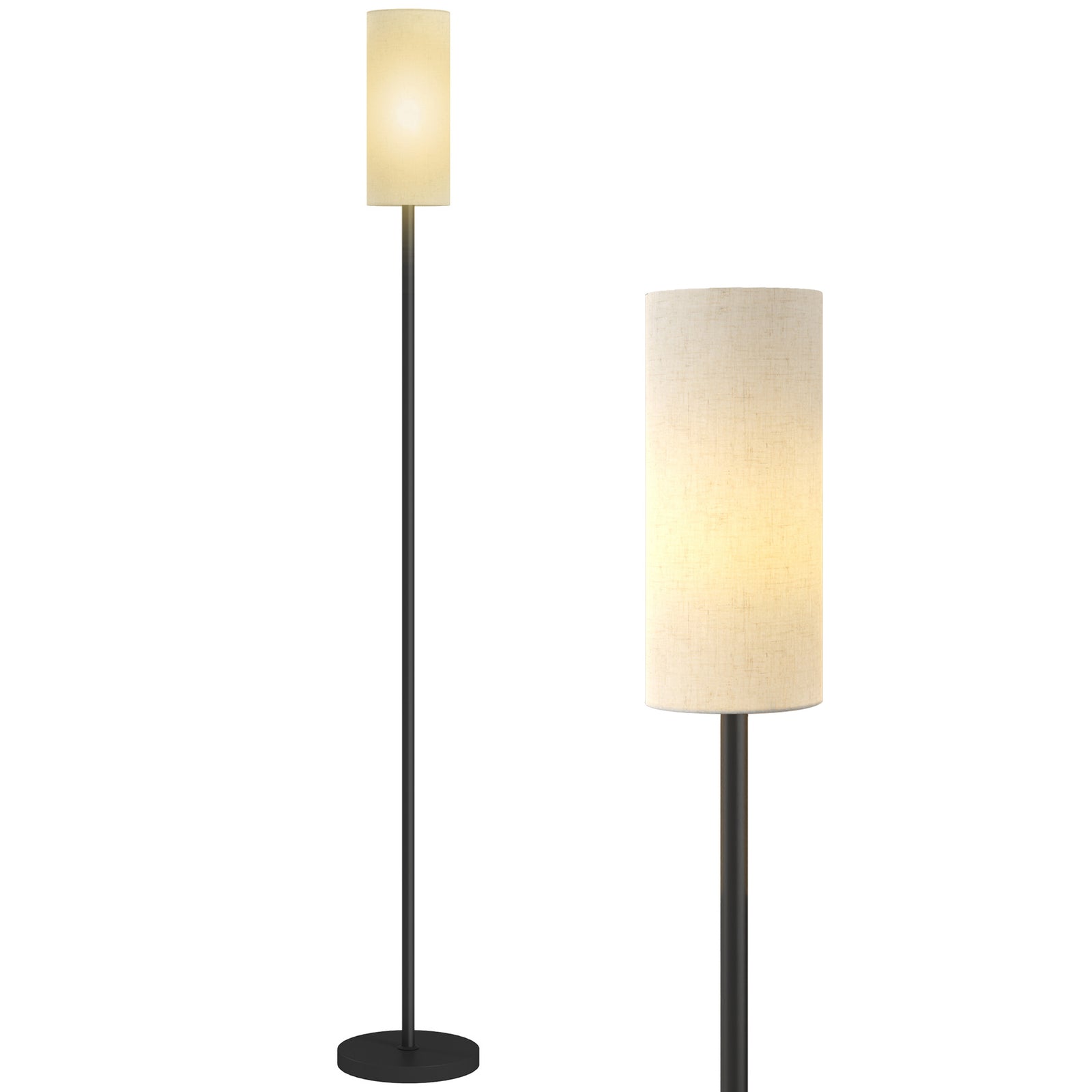 Floor Lamp With Linen Shade & Foot Switch For Living Room