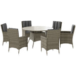 7-piece Pe Rattan Set, Outdoor Dining With Cushions