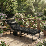 Folding Sun Lounger, Sun Bed With Canopy | Black