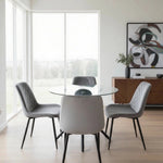 Stylish New York Dining Table Set With 4 Amelia Velvet Chairs | Grey