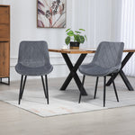 Set Of 2 Bovino Velvet Fabric Dining Chairs