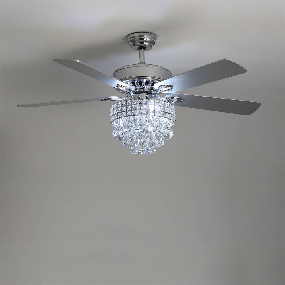 52 Inch Modern Ceiling Fan With Adjustable Led Light & Remote Quiet 5 Blade Fan Fixture