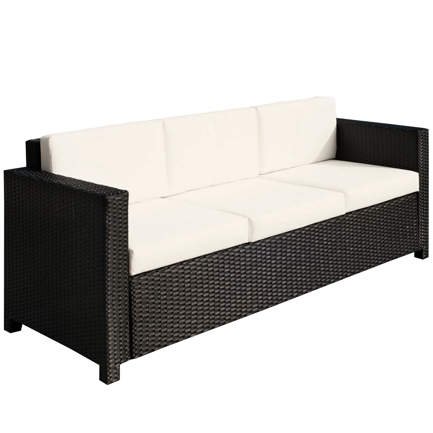 Rattan Garden Furniture Weave Wicker 3-seater Sofa W/cushion | Black