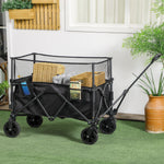 180l Folding Garden Trolley Wagon With Extendable Side Walls | Black