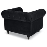 Button Tufted Velvet Living Room Armchair | Black