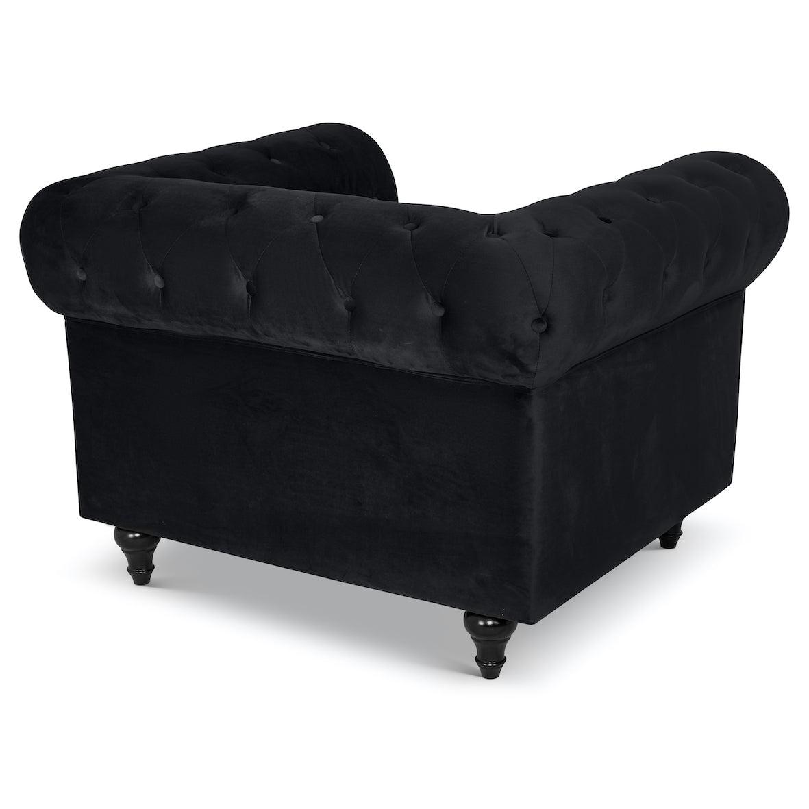 Button Tufted Velvet Living Room Armchair | Black