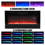 Black Electric Fire Suite With Fireplace, Black Fire Surround & Tv Stand, 12-color Mood Lights