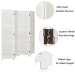 4/6-panel Foldable Room Divider – White Paulownia Wood Screen With Flexible Angles | Small