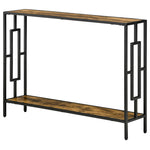 Industrial Console Table W/ Storage Shelf Black Metal Frame | One Size | Brown