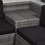 8pcs Patio Rattan Sofa Set Garden Furniture Side Table | Gray