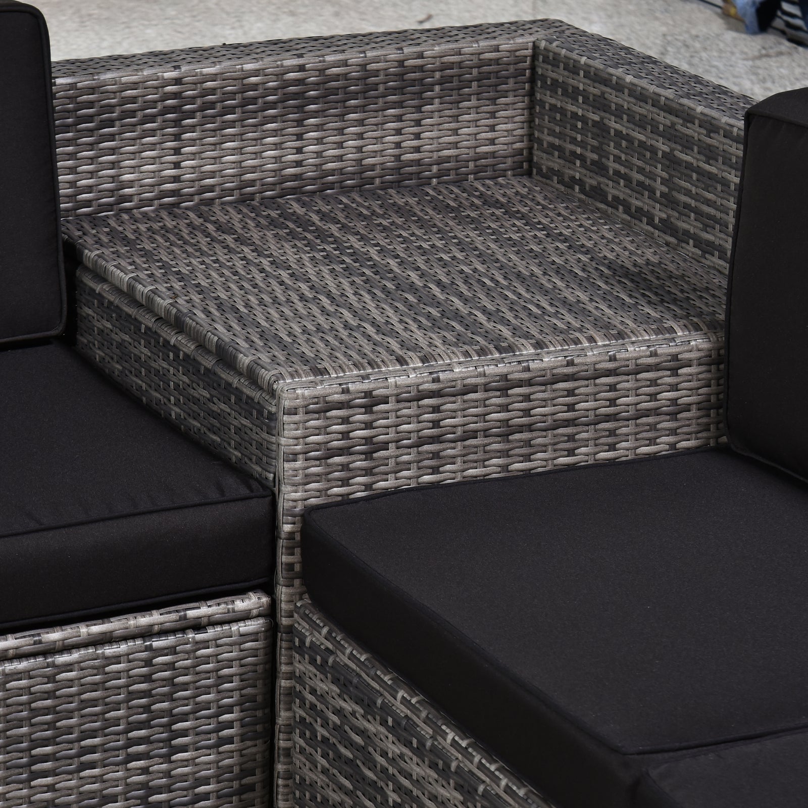 8pcs Patio Rattan Sofa Set Garden Furniture Side Table | Gray