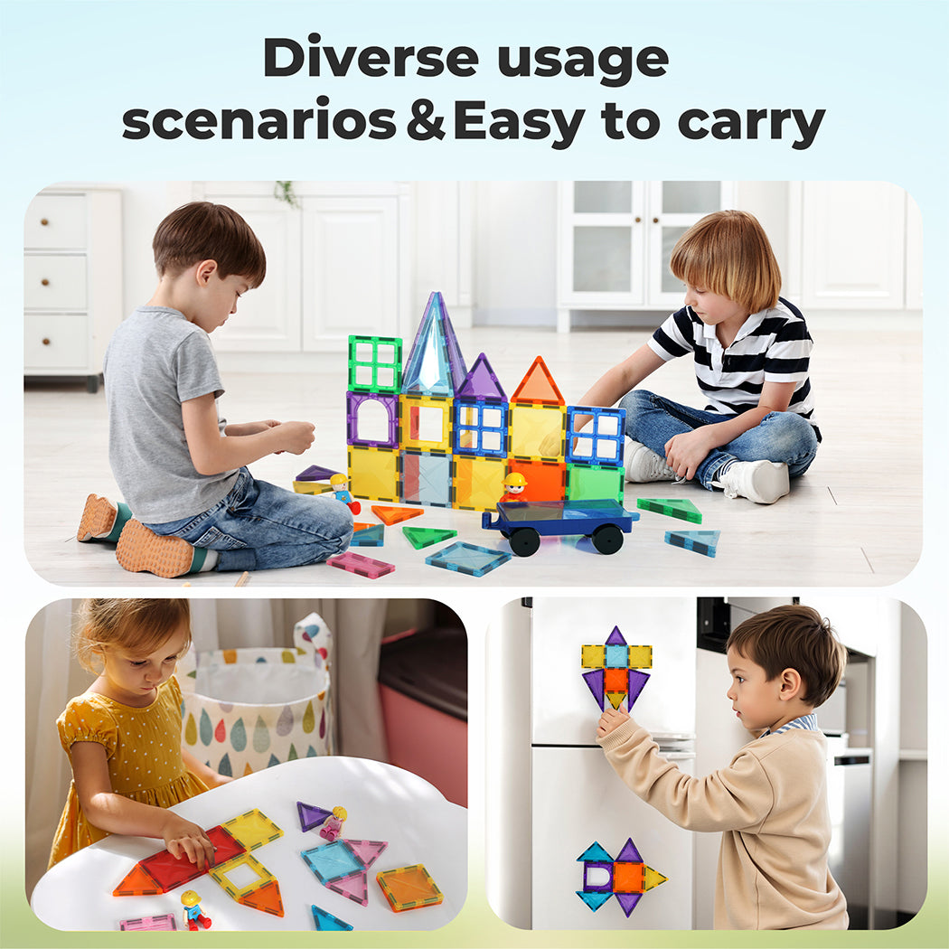 100pcs Magnetic Tiles Building Blocks Kids Educational Construction Toys | Multi Colour