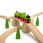 Wooden Big Green Engine with Carriage