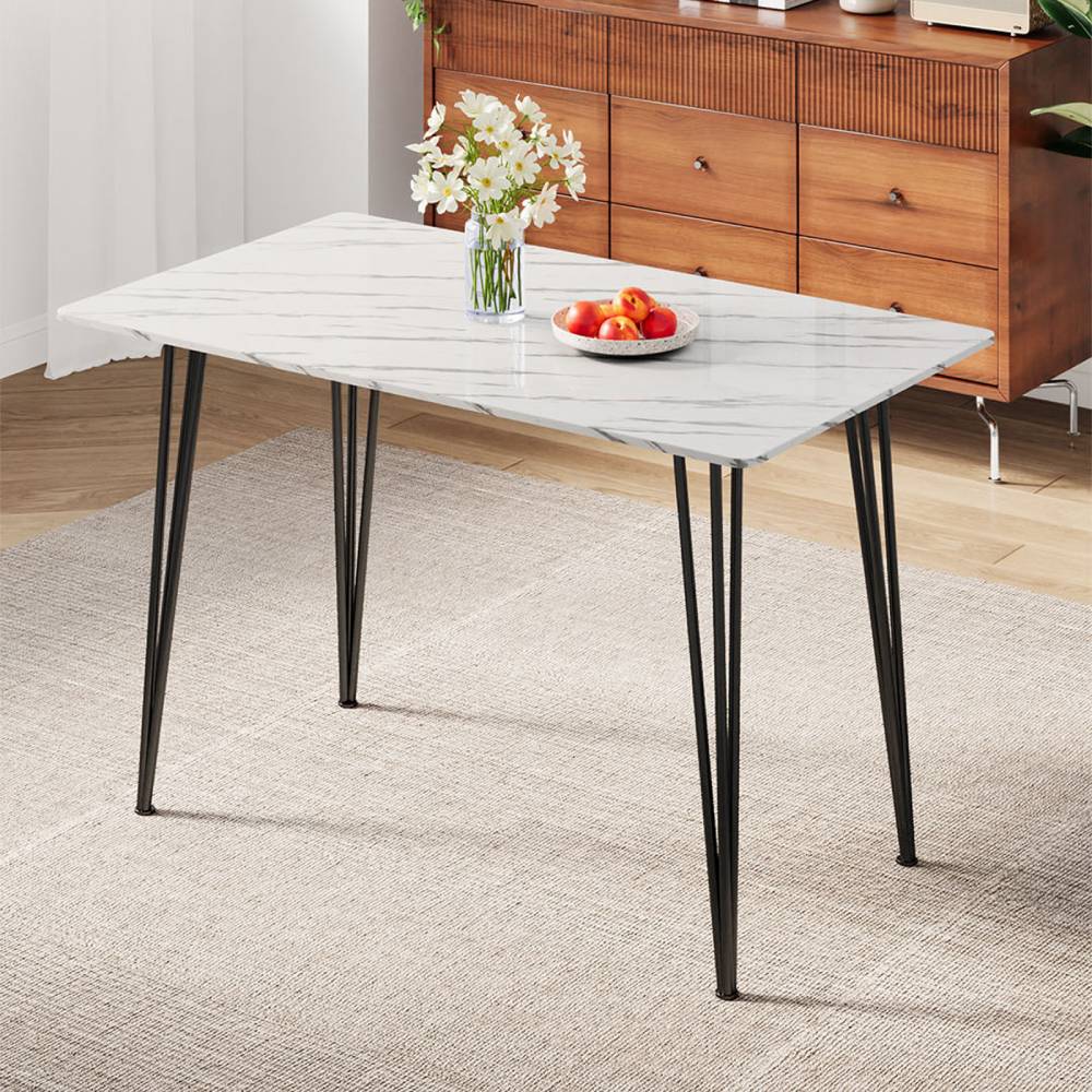 120cm W X 70cm D X 75.5cm H Modern Dining Table With Mdf Tabletop & Metal Legs