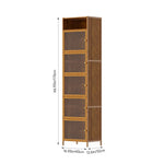 Versatile 6-tier Storage Cabinet With Transparent Doors,bamboo & Mdf Freestanding Organizer For Small Spaces